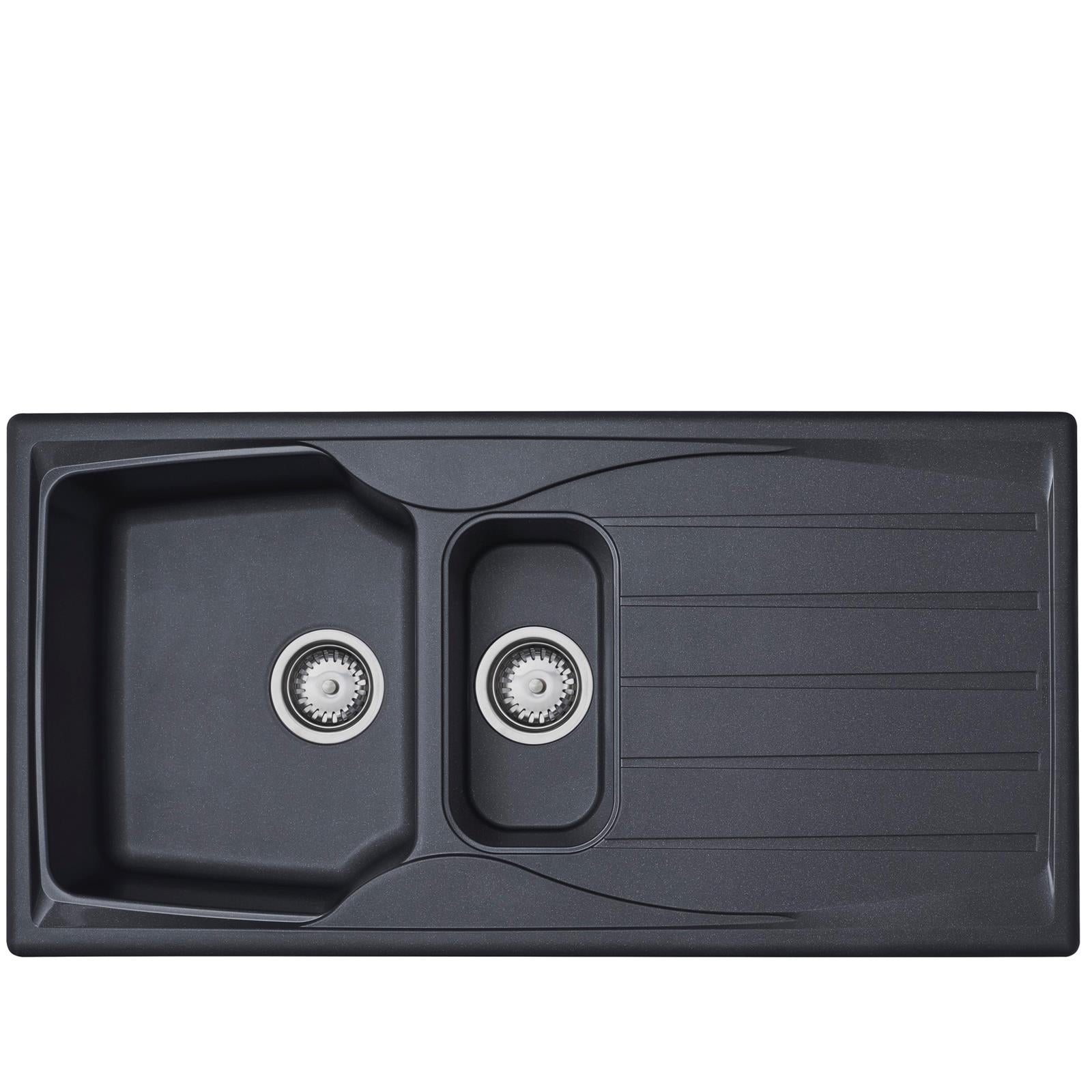 Liquida CMP15GR 1.5 Bowl Reversible Graphite Grey Kitchen Sink And Waste Kit